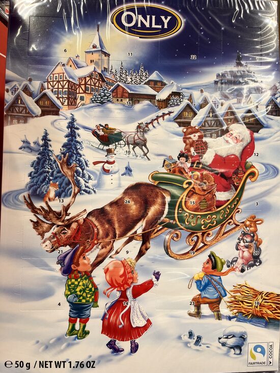 Personalized Advent Chocolate Calendar Santa Claus and Reindeer 50 g